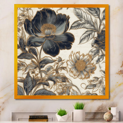 Blue Gold Peonies Symphony I " Blue Gold Peonies Symphony I "