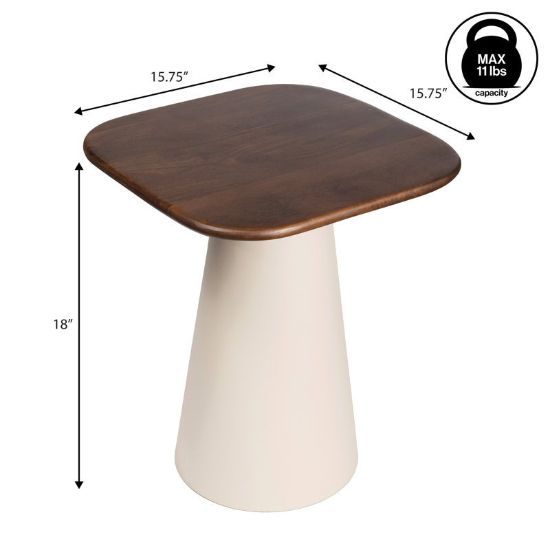 Table d'appoint Skye, Plateau en bois de noyer / base ivoire chaude