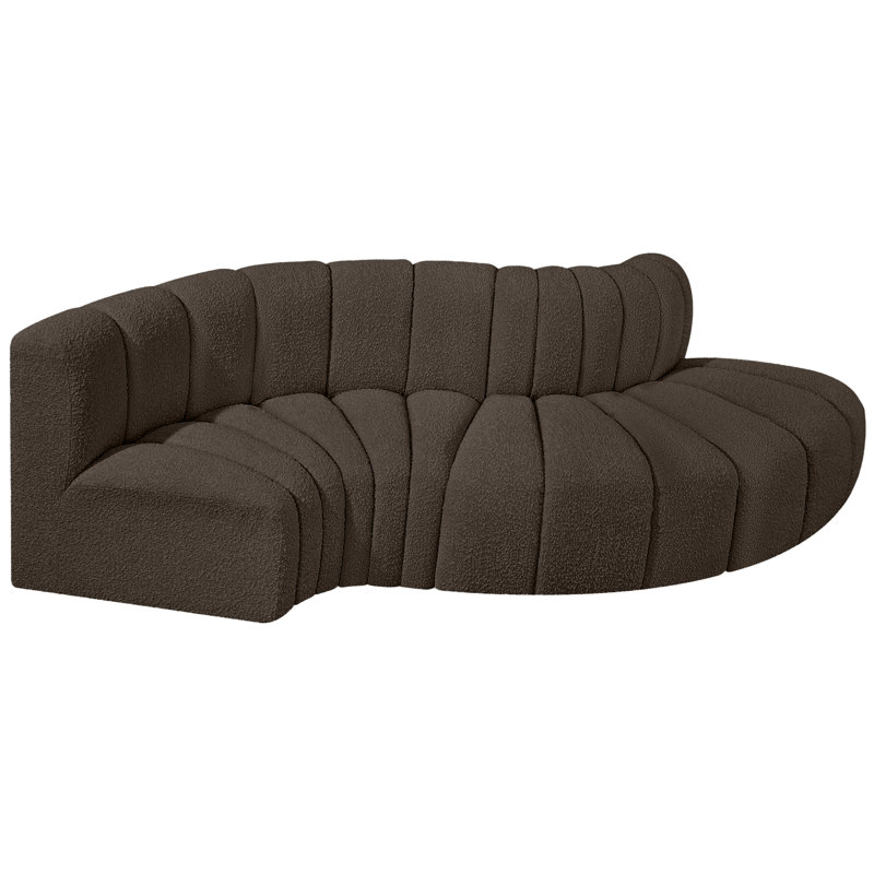 Houssam Upholstered Curved Sectional Reversible, Brown Boucle Fabric