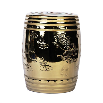 End Table With Etched Asian Design