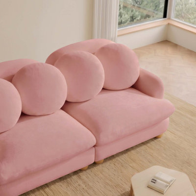 Comfy  Chenille Modular Sectional Sofa, 3 Seater Deep Seat Couch with 6 Throw Pillows,Solid Wood Frame for Living Room, Bedroom and Apartment
