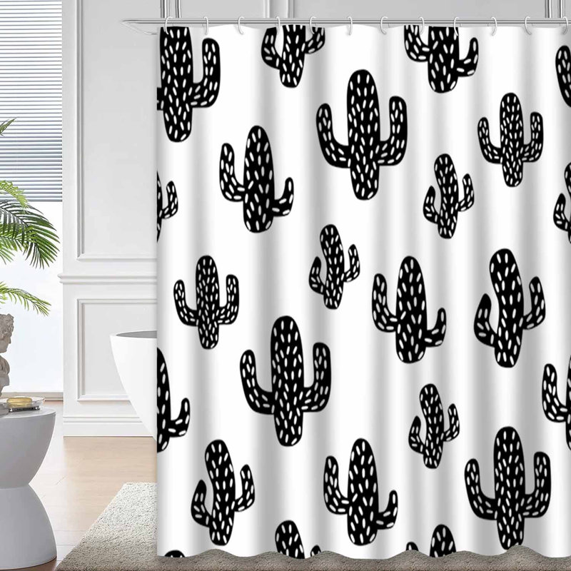 Rideau de douche à 12 crochets Cactus, L 72 po x l 78 po