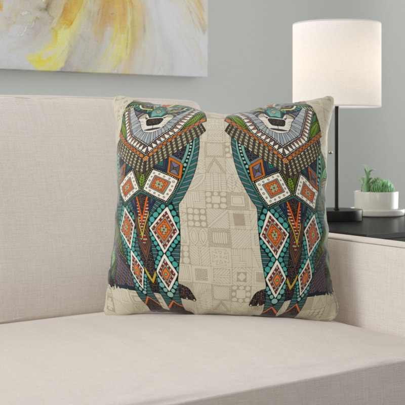 Coussin intérieur / extérieur Sharon Turner Wolf, 16 po x 1 po