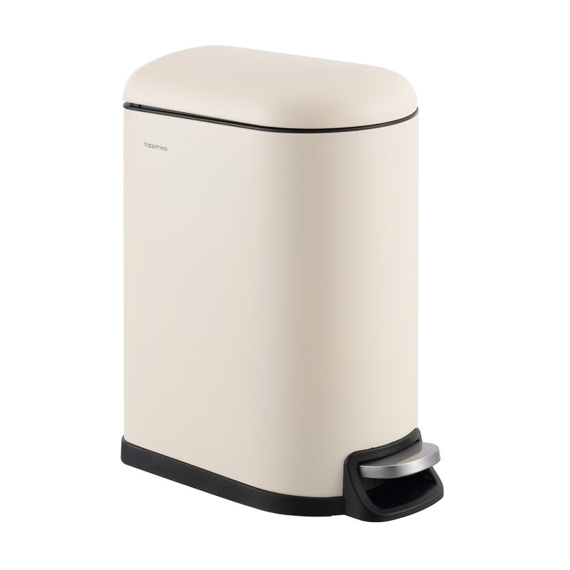 Roland Steel Step On Trash Can, Limestone Beige, 2.64 gal.