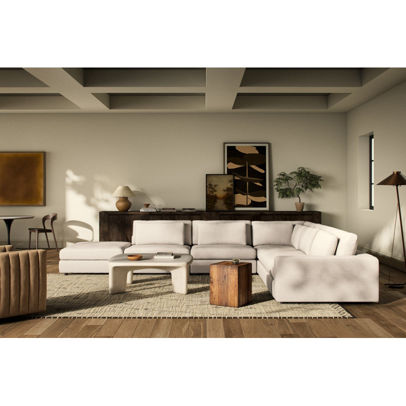 Bloor Sectional, Crypton Nomad Snow Polyester Blend, Right Hand Facing