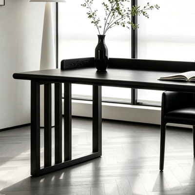 Bureau d'écriture rectangulaire en bois massif noir