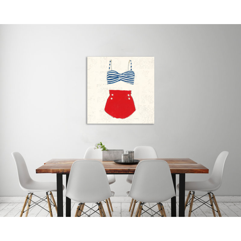 Toile tendue avec châssis «Retro Swim vêtements IV» par Emily Adams, H 30 po x l 30 po x P 1,5 po