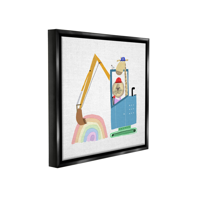 "Animaux creusant arc-en-ciel" par Carla Daly sur toile, Cadre flottant noir de jais, H 25 po x l 25 po
