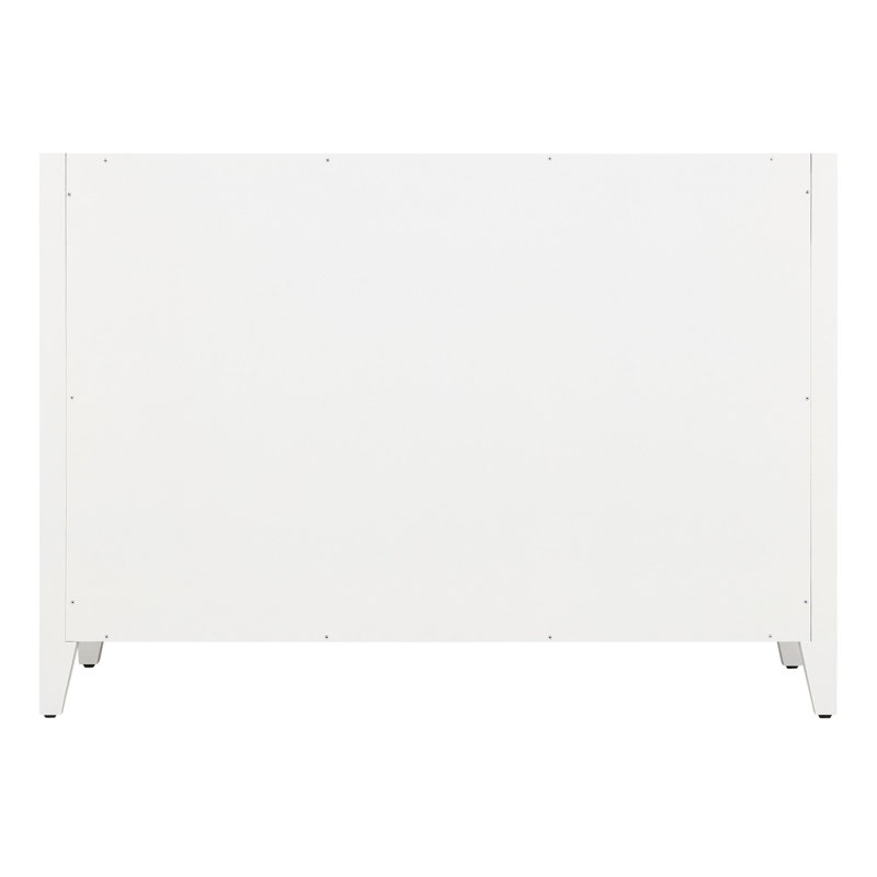 48" Bright White Mahogany Vanity with Carrara Marble Top
