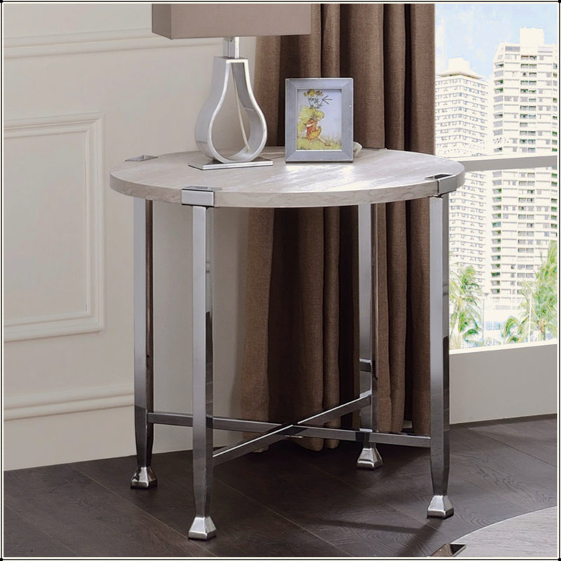 Table de bout ronde avec support en forme de X