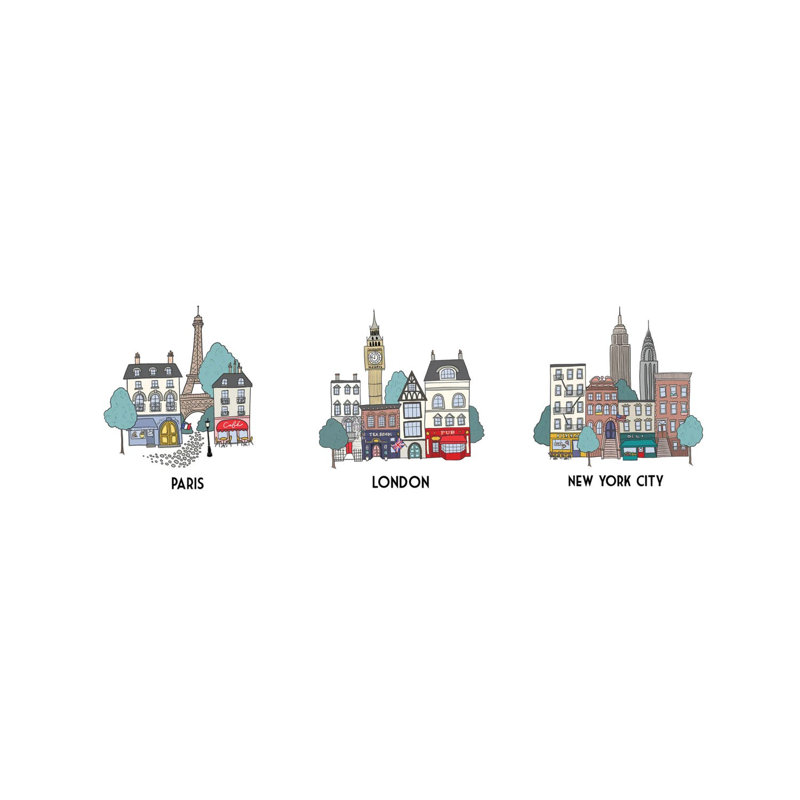 World World Triptych - ensemble d'art mural sur toile tendue (ensemble de 3)