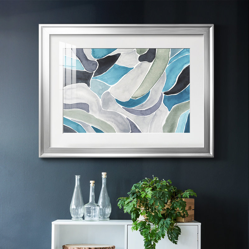 «Subtle Billows» avec cadre en I et cadre biseauté mat et verre, Argent, H 27 po x l 39 po x P 1,5 po
