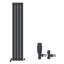iBathUK Belgravia Vertical Single Slim Flat Panel Radiator Angled Valve-808455145-808455144