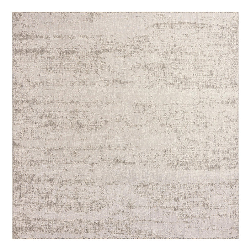 Bruss Gray Outdoor Modern Rug, Square 7'10"