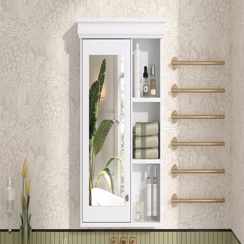 Armoire à pharmacie de salle de bain 30 po x 28 po avec miroir, armoire à miroir murale avec rangement, armoire de rangement blanche pour salle de bain