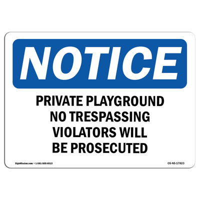 Private Playground No Trespassing Violators Sign