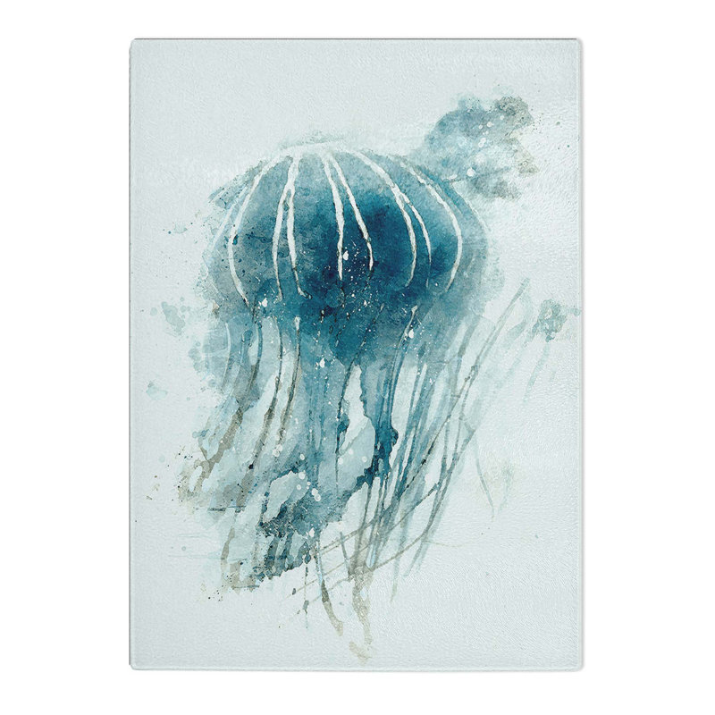 Tempered Glass a Jellyfish Chopping Board, 28.5 cm W x 39 cm L