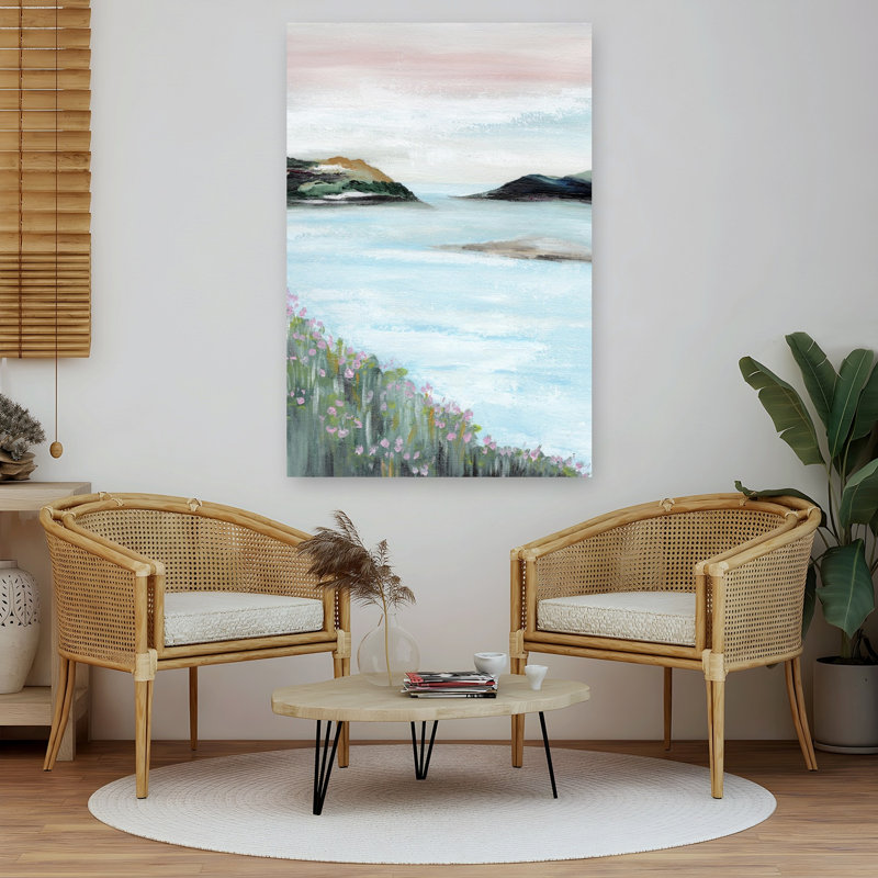 Seren Coastal Blossoms Dreamy Peaceful Serene Coastal, art mural, 60" H x 40" W