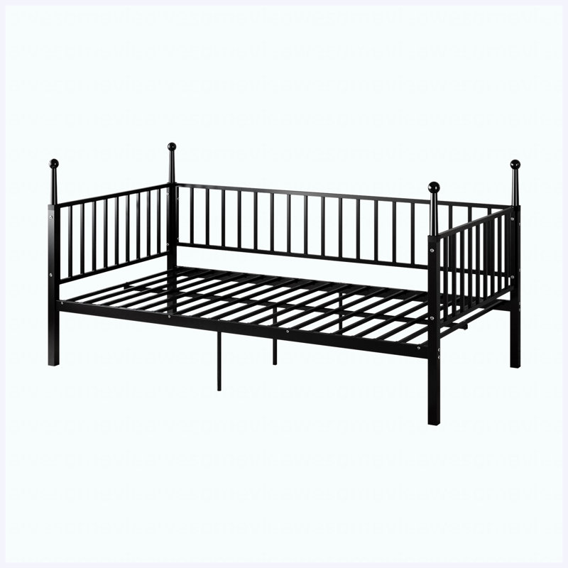 Lit simple superposé en métal, robuste et durable, aucun sommier requis, pour enfants, adolescents et adultes, finition noire