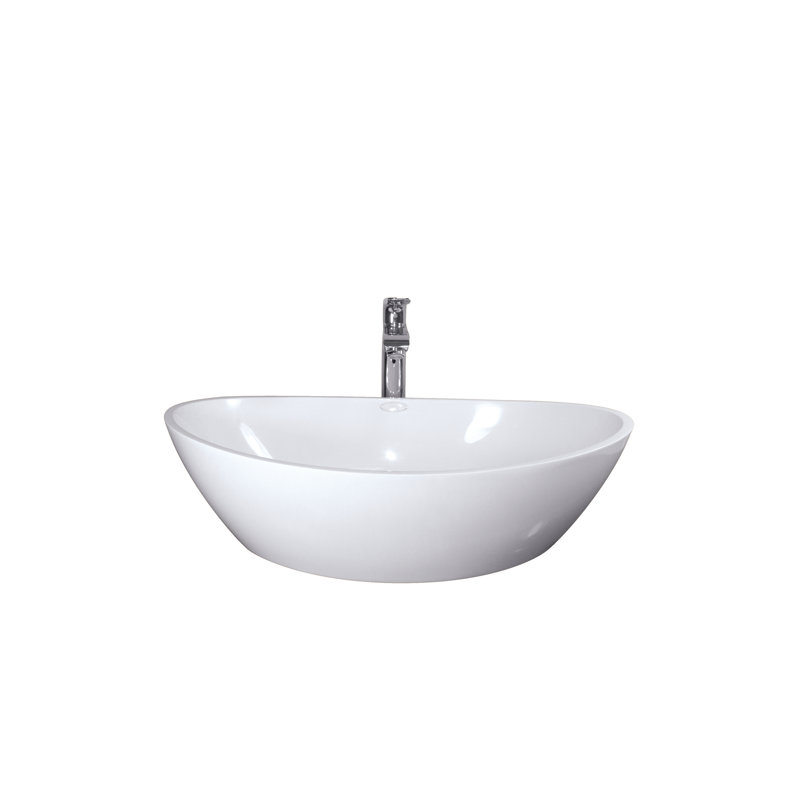 Polished White Handmade Oval Vessel Bathroom Sink