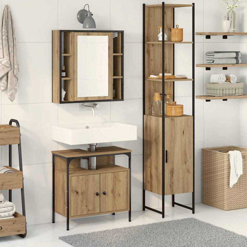 Bathroom Cabinet Set 3 Pcs 33 X 33 X 185.5 Cm, Brown