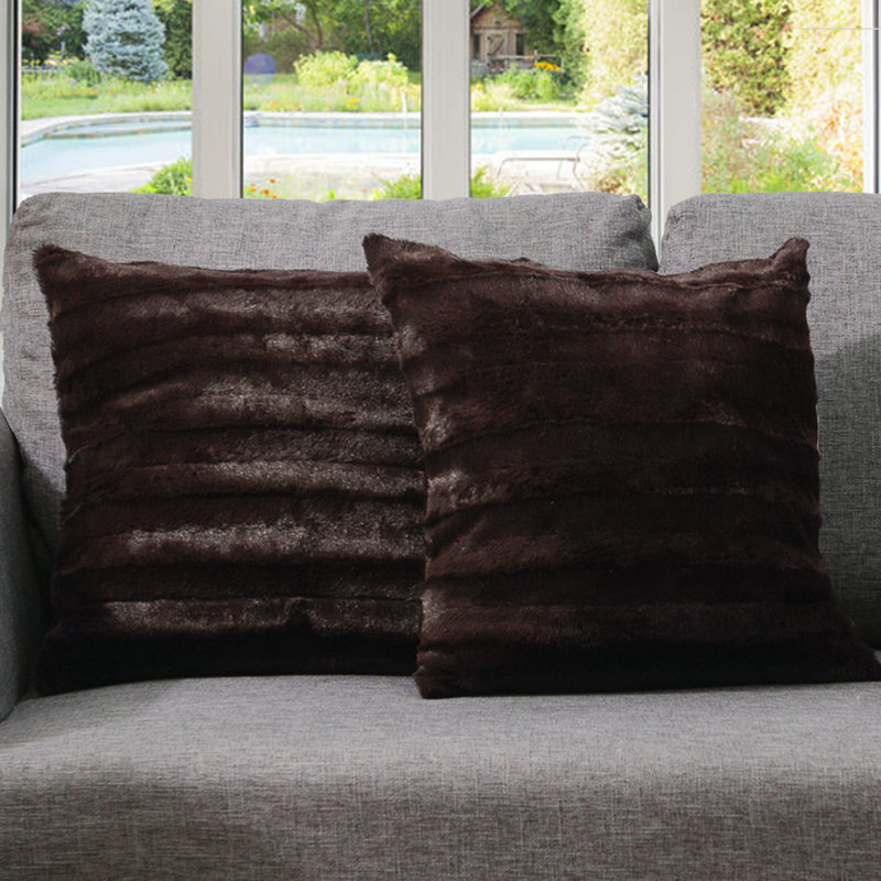 Housse et insert de coussin carré FRBIN, Chocolat, H 16 po x l 16 po