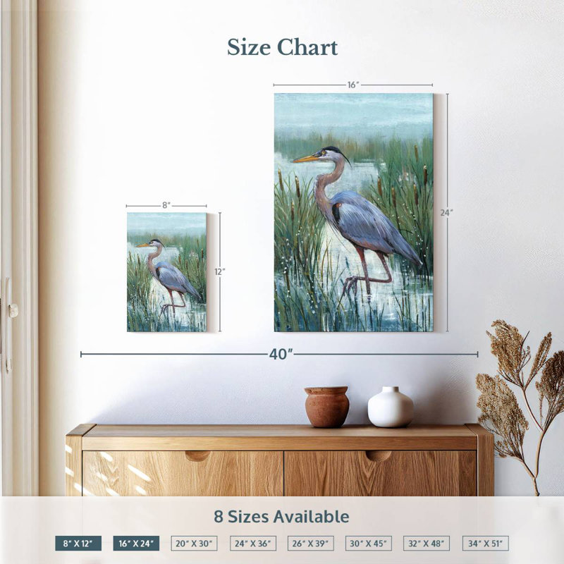 Brampt Marsh Heron II, 12" H x 8" W