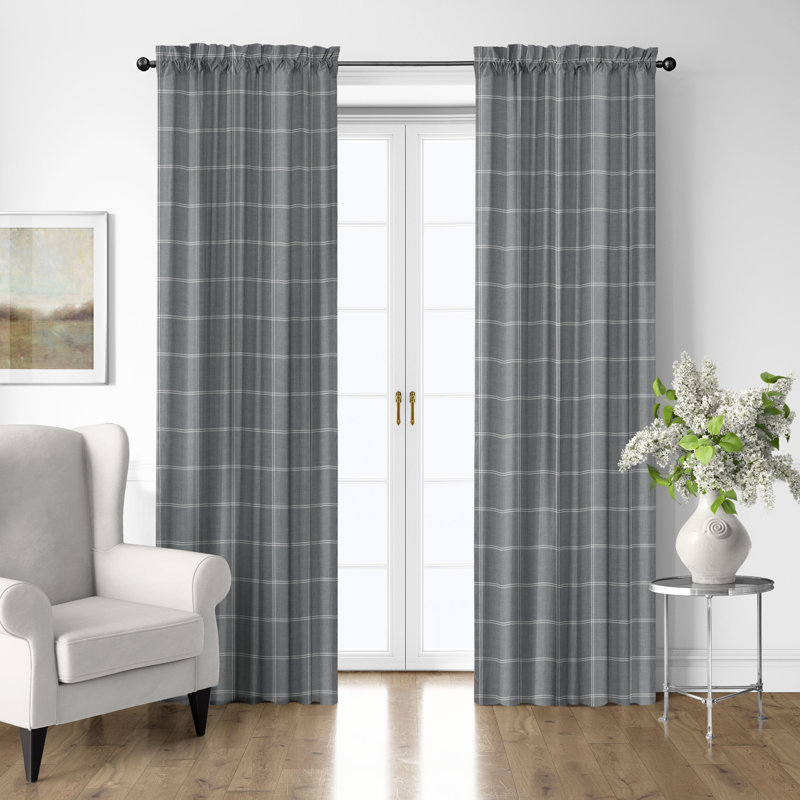 Ensemble de 2 panneaux de rideaux en coton gris Shay, L 50 po x L 144 po