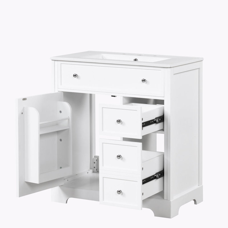 Meuble-lavabo avec lavabo pour la salle de bain, Blanc