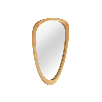 OAK Color 20"x30" Irregular Solid Wood Frame Decorative Mirror,For Bedroom, Bathroom, Living Room, Entryway