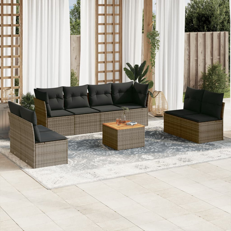 Ensemble de canapé de jardin en rotin 9 pièces Vidaxl