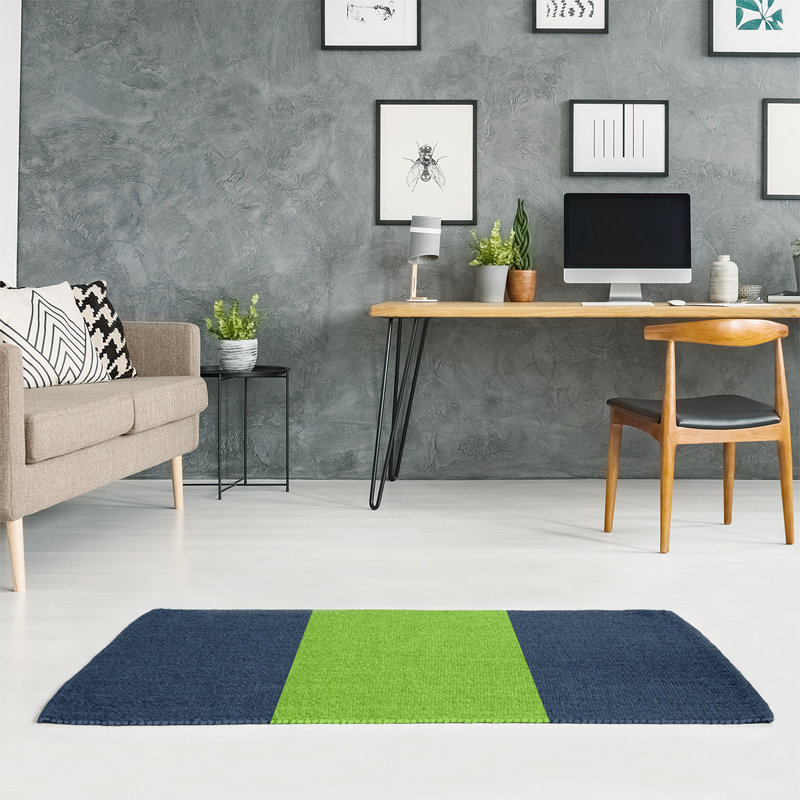 Tapis bleu/vert rayé, Rectangle 4 pi x 6 pi