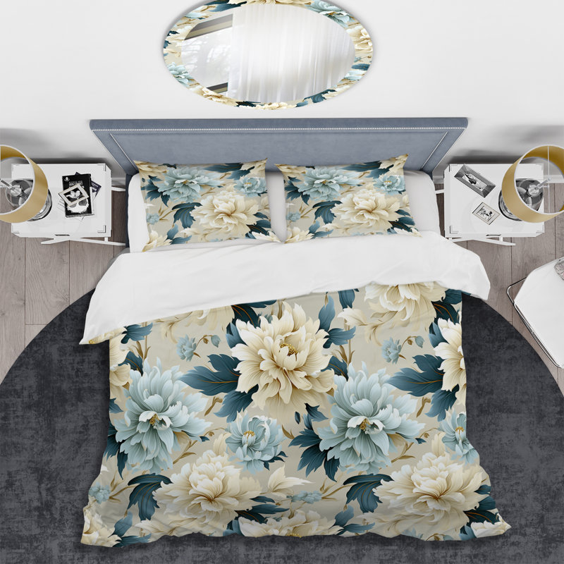 Ensemble de housse de couette Contemporary Flourish Victorian, Housse de couette pour grand lit et 2 taies décor