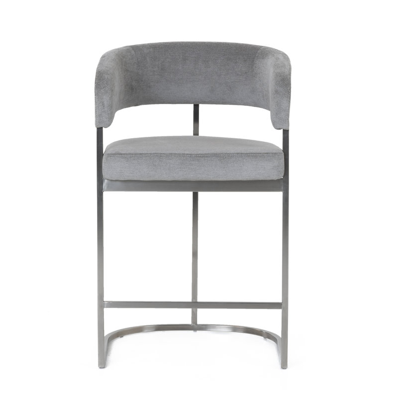 Sebastian - Modern Fabric + Counter Chair, Gray/Silver