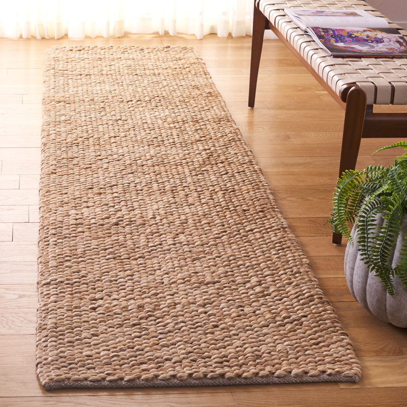 Tapis en jute / coton Kierstan, Tapis de couloir 2 pi 3 po x 9 pi