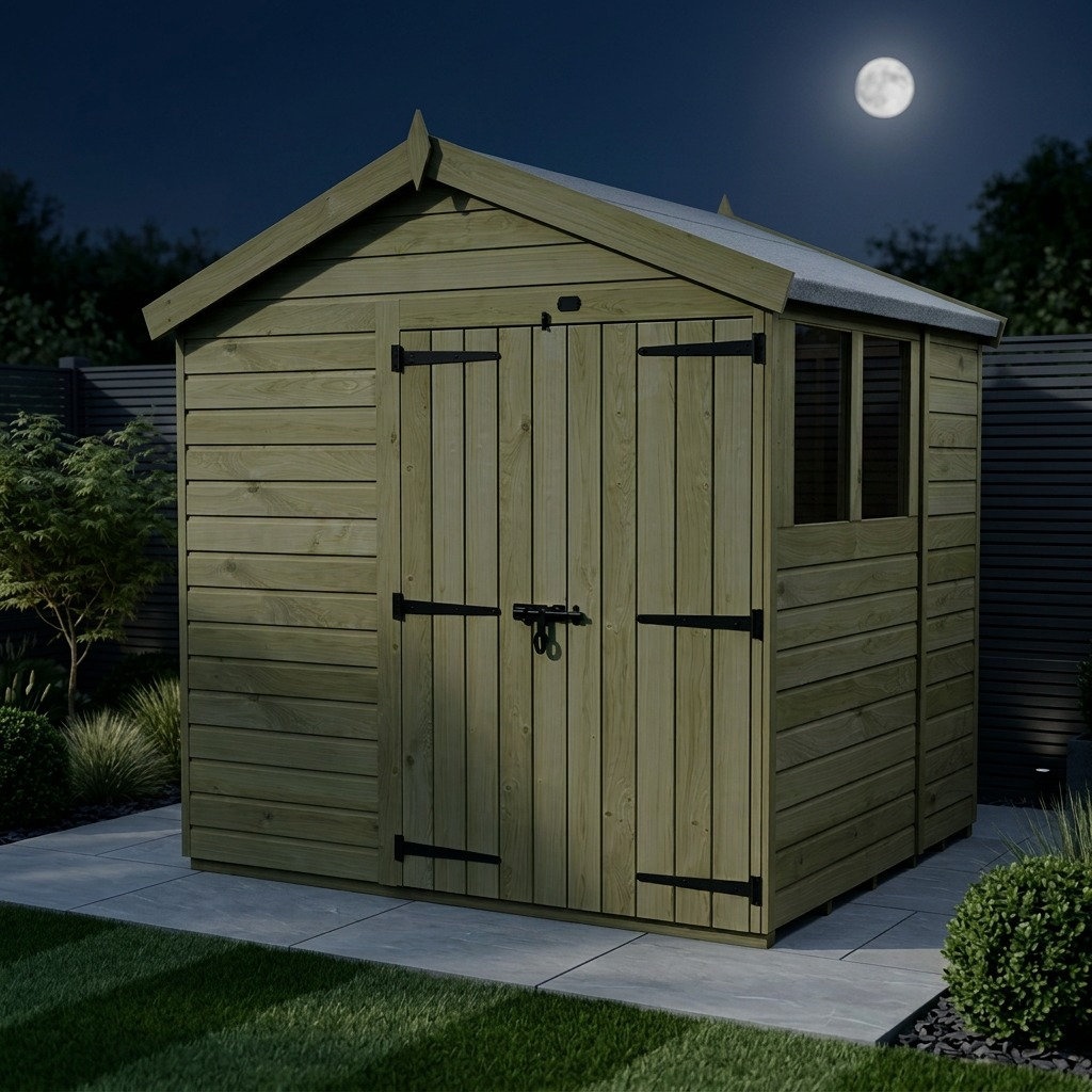 Total Sheds 8ft x 6ft Apex Garden Shed - Double Door - With Windows - Pressure Treated Timber - UK Manufactured