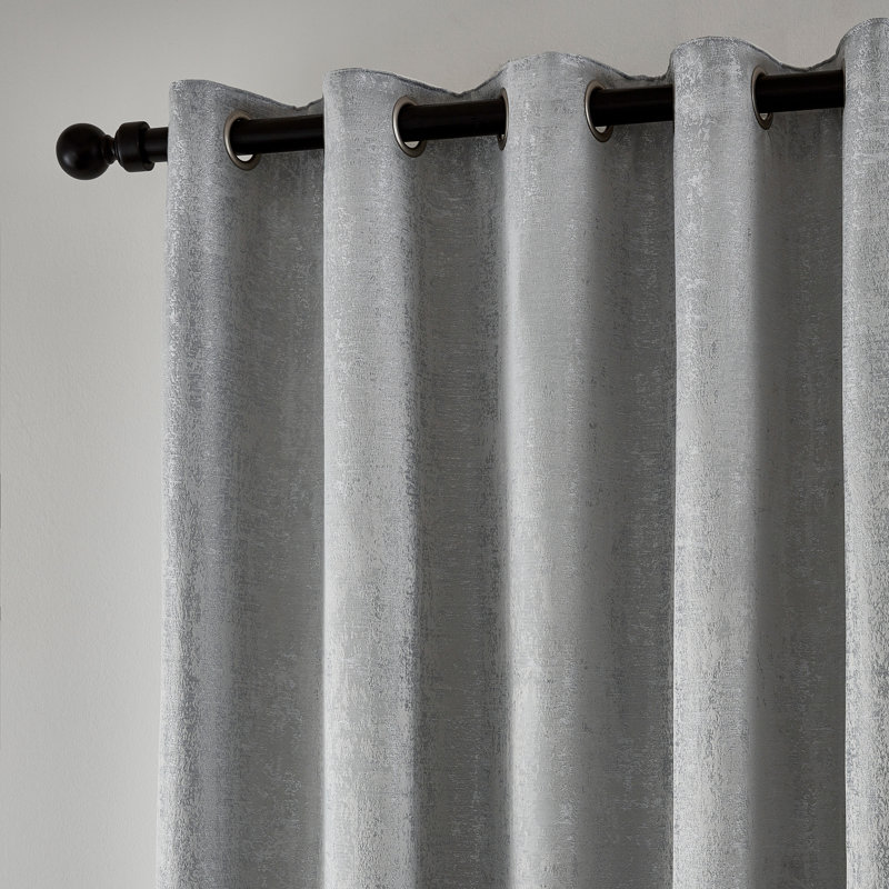 Roma Eyelet Room Darkening Curtains, Silver, 167cm Width x 228cm Drop