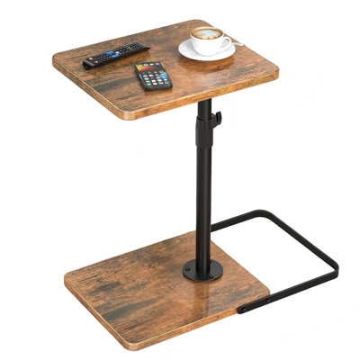 TV Tray Table For Couch - Adjustable Height & 360°Swivel Panel Design，Larger Metal And Wooden Base To Prevent Slipping，Sofa Armrest Tray Table