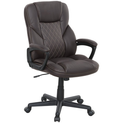 High Back Executive Office Chair, PU Leather Computer Desk Chair With Adjustable Height, Padded Armrests And Swivel Wheels, Ergonomic Office Chair by Winston Porter