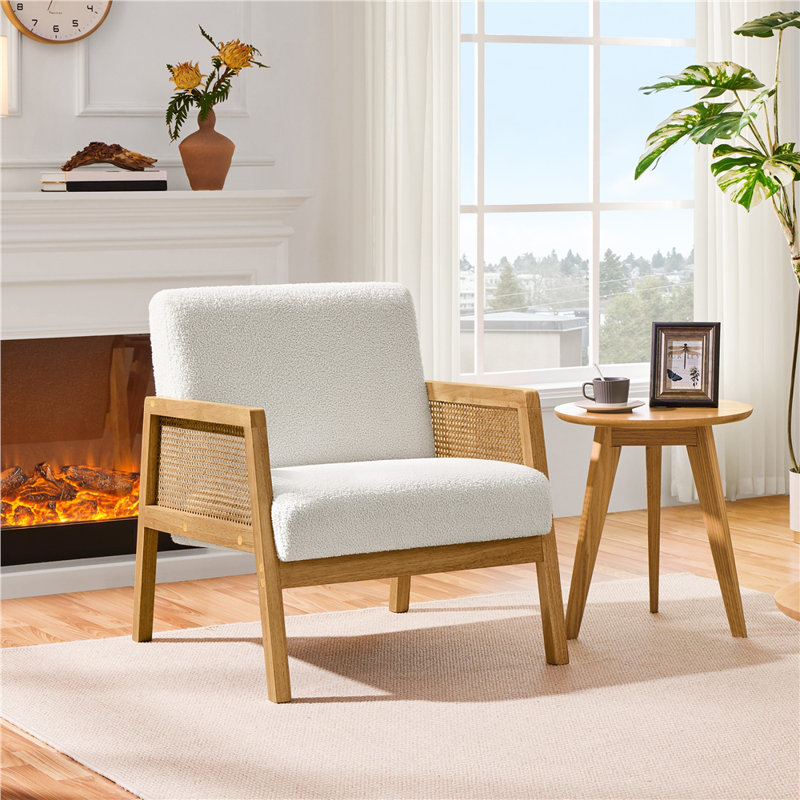  67.5Cm Wide Linen Lounge Chair, Ivory