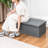 Folding Storage Ottoman With Tray Top – Faux Leather, 30-Inch Collapsible Bench, Footrest & Coffee Table, 300Lbs Capacity-1320722958
