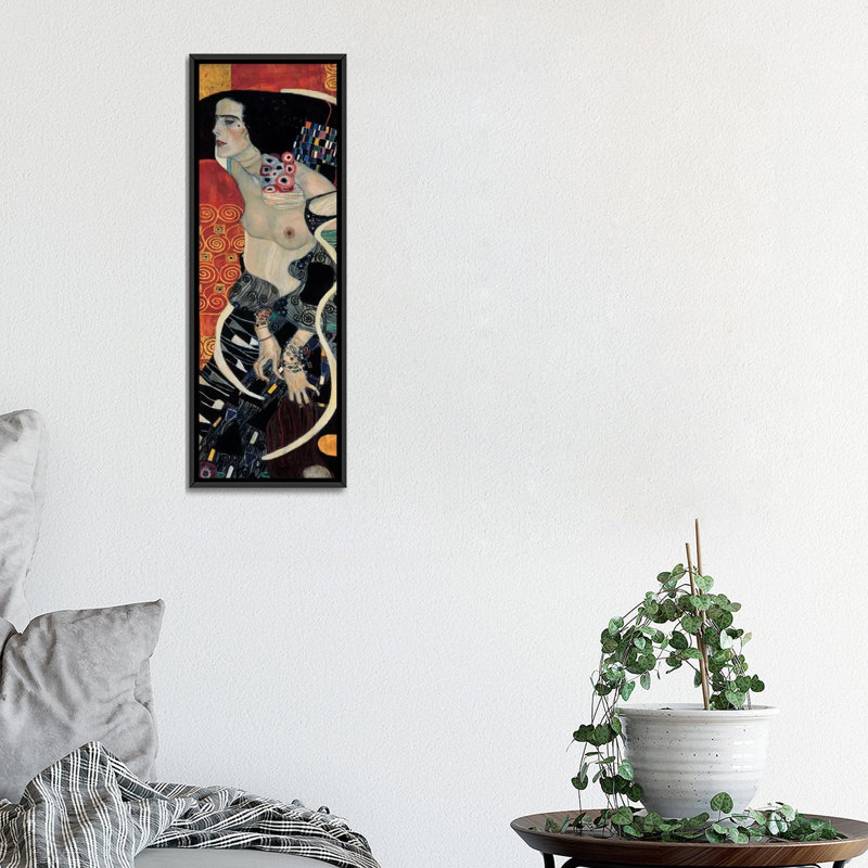 «Judith II, 1909» par Gustav Klimt, reproduction d'art sur toile tendue, H 36 po x l 12 po x P 1,5 po, Cadre noir