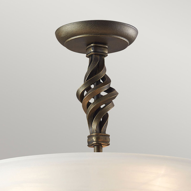 Sackler Glass Semi Flush Mount, Black/Gold