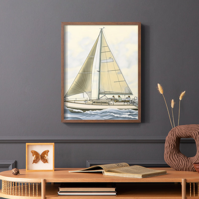NAUTICAL Series C XXVII - Impression encadrée de qualité supérieure - Prêt à être accroché - Aucun clou requis, Noyer