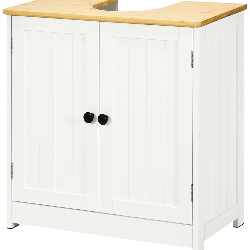 Coffre moderne de salle de bain sous le lavabo, blanc avec portes doubles et tablette réglable pour armoire murale à usage mural en blanc, porte pratique