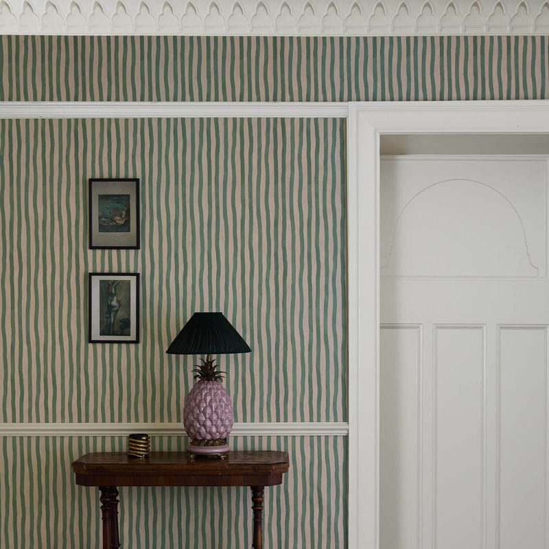 Artist's Stripe Wallpaper, Euphorbia/Alabaster