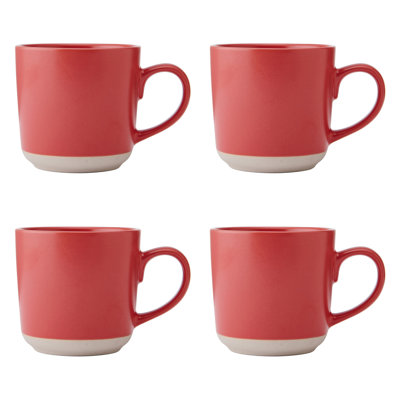 La Cafetière Ceramic Mugs, Set of 4 Durable Ceramic Coffee Cups with Unglazed Base, 350ml