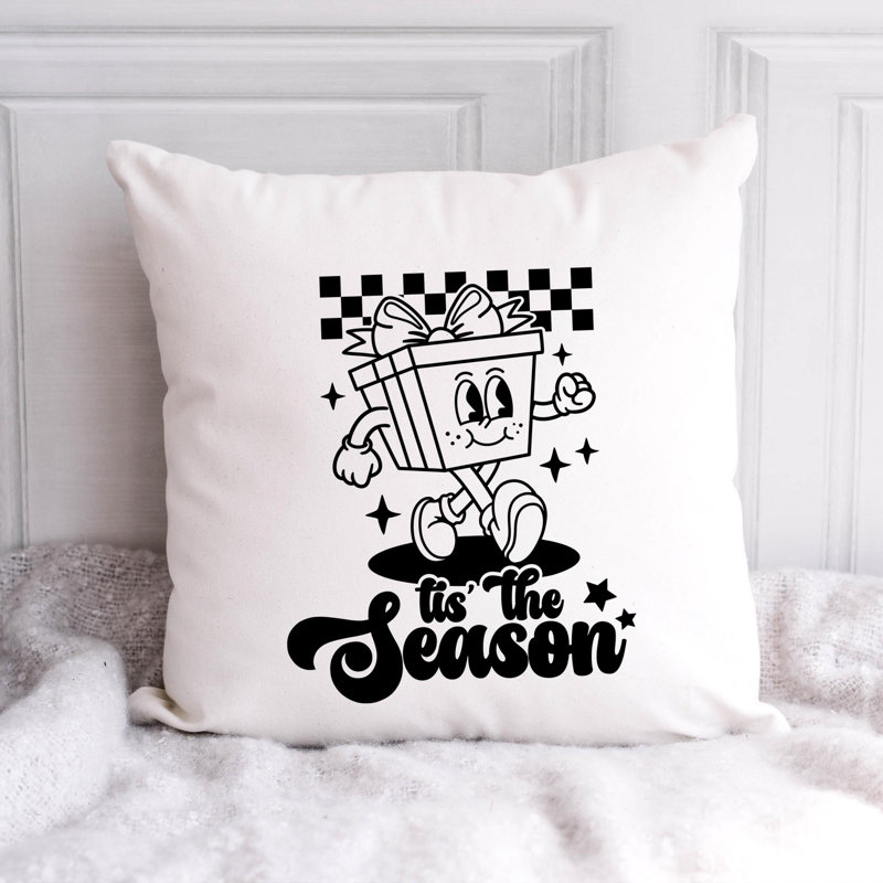 Christmas_Black-11 Reversible Throw Pillow, 14" x 14"