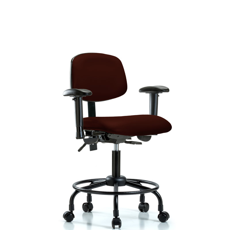 Chaise de dessinateur ergonomique Ian, Bourgogne, Roulettes, Non inclus