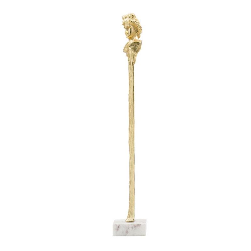 Statue de femme romaine allongée en or 28 po sur base de marbre blanc, 28 po (5,5 po x 5,5 po)